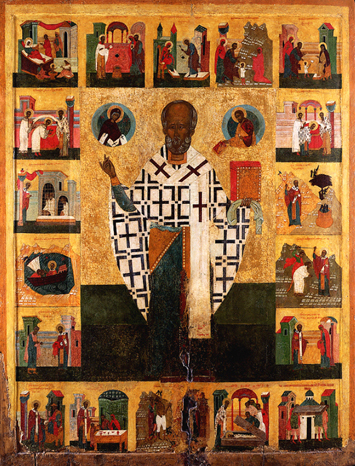 Biographical Icon of Saint Nicholas: A Large and Impressive Biographical Icon of Saint Nicholas, 16th century,      <i>123.5 by 94.5cm.</i>